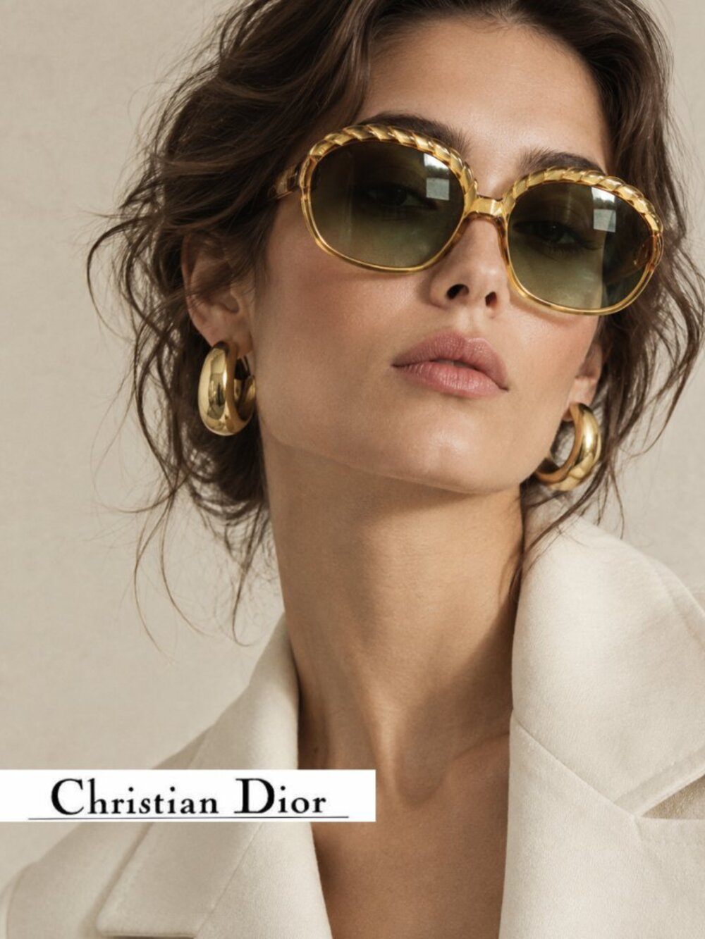 Christian Dior Amber Yellow Braided Frame Women's Sunglasses Vintage 60s